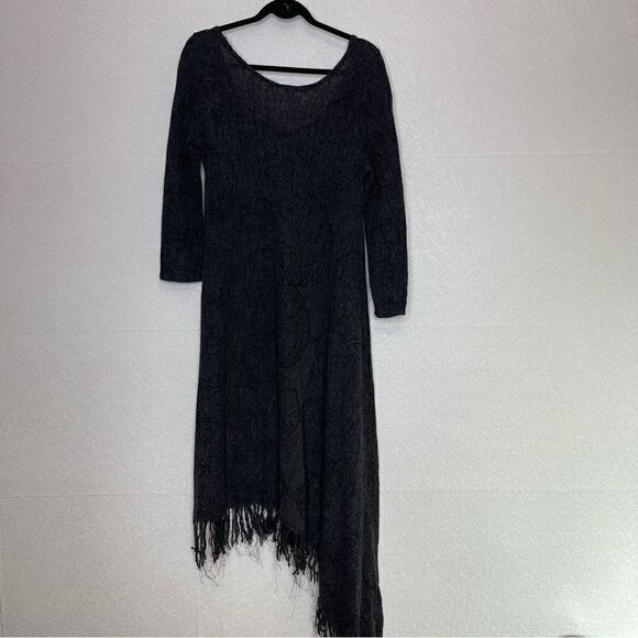 Free People Asymmetrical Hem Fringe Wool Sweater Dress M - Picture 4 of 5